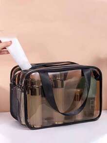 1 túi đựng đồ vệ sinh cá nhân bằng PVC trong suốt, chống thấm nước, thiết kế tách biệt đồ khô và ướt, tiện lợi khi đi du lịch, thích hợp đựng đồ chăm sóc da, mỹ phẩm, cọ trang điểm, phấn phủ, son môi, v.v. Lý tưởng cho bãi biển, trường học, phòng tắm, lễ hội, Ngày Valentine, Giáng sinh, món quà tuyệt vời cho mẹ, gia đình, bạn bè, bạn cùng lớp. Túi đựng đồ, túi trang điểm, vật dụng cần thiết khi đi du lịch. - Nhiều màu - Xem 3
