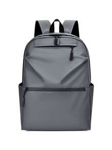 灰色PU双肩包，多口袋设计，经典日常通勤包，旅行包，适合旅行、上学、男女通用。大容量，高品质通勤包，是旅行、日常通勤、运动健身的理想之选。时尚设计，简约而不失精致。 - 灰色 - 查看 2