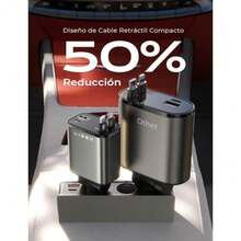 LISEN 69W Cargador para Auto Retráctil [USB 4 en 1] Cargador para Carro  Air 17 Accesorios para Auto Compatible con Galaxy S25/S24 Ultra 17/16/15/14/13/12  Regalos Navideños - Gris Oscuro - Ver 7