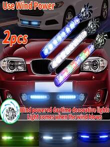 2个装汽车LED日间行车灯风力驱动LED泛光灯辅助照明摩托车灯汽车日间前大灯 - 2pcs - 查看 2