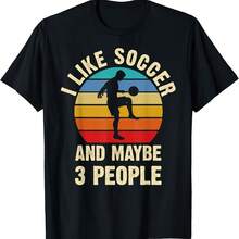 I Like Soccer And Maybe 3 People Funny Sport Vintage Gift T-Shirt - 酒紅色 - 查看 1