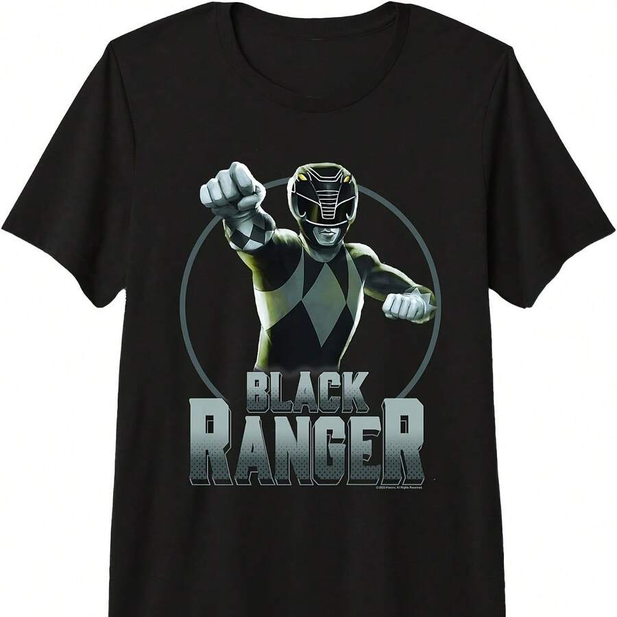 Power Rangers Black Ranger Karate Action Circle Portrait V2 Pm Tri-blend T-Shirt - Verde militar - Ver 1