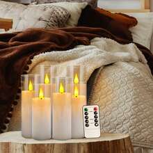24 Acrylic Transparent Flameless LED Candle Lights, 3 Sizes, 10 Key Remote Control And 24-Hour Timer, Battery Powered, Adjustable Brightness, Perfect For Making Wishes, Wedding Tables, Room Decoration, Halloween, Easter, Father's Day - 白色 - 查看 7