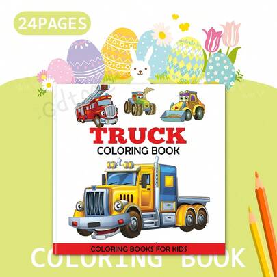 GDTME 1 Adult Coloring Book, 24 Thick Pages, Includes Interesting Truck Themed Line Art Illustrations, Stress Relief, Relaxation, Simple Design, Suitable For Back To School, Women's Day, Music Festivals, Carnival, Easter, Wedding Season And Parties. Paperback, Back To School Gift, World Book Day, Easter Decor, Coloring Activity, Gift, Decoration, Indoor Scene, Wall Decor, Cute, Art, Decorative Book, Art Supplies, Stationery.