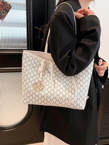 Túi tote đeo vai in họa tiết toàn thân, quà tặng Ngày của Mẹ cho mẹ, túi tote in chữ retro, túi đeo vai dung tích lớn, túi xách tay hoàn hảo cho việc đi làm. - trắng - Xem 8