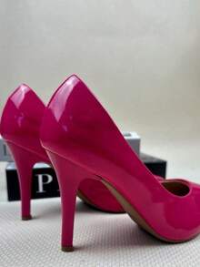 Women's Elegant Patent Leather Stiletto Heel Shoe (9.5 Cm) Comfortable, Available In Black, Pink, Red, Nude, Rose, And Blue. - 玫紅色 - 查看 4