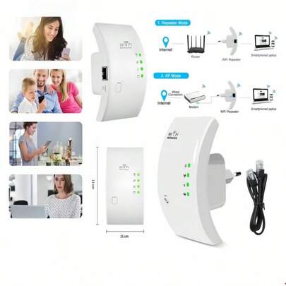 Repetidor de Sinal Wi-Fi 2 em 1: Modo AP e Repetidor com Instalação 300mbps Turbo WPS - Bingo
