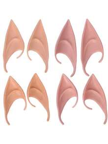 4 Pairs/8pcs Fashionable Fairy Ear Tips, Assorted Long & Short Elf Ear Cosplay Latex Ears For Halloween, Christmas Party Costume Accessories - Multicolor - View 18
