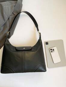 新款女士单肩包，大容量通勤包 - 黑色 - 查看 8