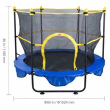 5FT Trampoline For Kids, 60" Indoor Outdoor Trampoline With Safety Enclosure Net, Basketball Hoop And Ocean Balls, Mini Toddler Recreational Trampoline Birthday Gifts For 3+ Years Kids - Royal Blue - View 10