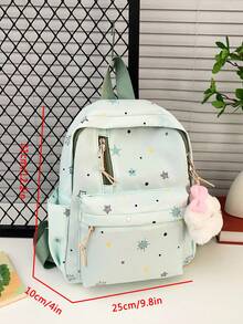 1pc's New Star-Patterned Backpack Is Casual, Simple, And Stylish. It Features A Zipper Design And Adjustable Shoulder Straps, Making It Suitable For Teenagers' Daily Outings And Travel. It Easily Holds Everyday Essentials, Is A Versatile Piece, And A Fashion Favorite, Suitable For Various Styles And Occasions. It Also Makes A Great Gift For Friends. Happy Ramadan! - Star Backpack - View 11
