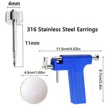 可重复使用的穿耳枪套装，含10对耳环和6对皇冠耳环 - 专业穿耳套装，适合沙龙和家庭使用 - 小黑槍+10對耳環+6對皇冠耳環 - 查看 4