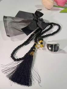 Custom Rhinestone Electronic Counter + 99pcs Pearl Tassel Bracelet + Elegant Bow Candy Bag, 3 PiecesDelicate Set, Suitable For Gifting On Holidays, Daily Prayer, Exercise Counting, Customer Flow Tracking, Business Activities, Etc. - Multicolor - View 9