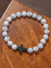 Bestselling Turquoise Cross Beaded Bracelet For Men, Tiger Eye, White Sandalwood, Black Obsidian, Lapis Lazuli Bead Bracelet Jewelry - Bracelet - View 13