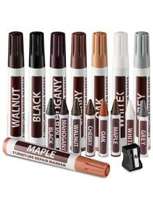 6/13/17 Pcs Furniture Touch Up Kit Markers & Amp Filler Sticks Wood Scratches Restore Scratch Patch Paint Pen Wood Composite Repair Crayon Markers,Free Pencil Sharpener - 13 Pcs/set - View 1