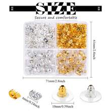 Greater Than Or Equal To 360pcs Plastic Fishhook Earring Backs For Heavy/Droopy Ears, Stud Backings With Box Storage – Hypoallergenic Locking Clutch Bullet-Style Eplacement Findings - Four-compartment Box - View 4