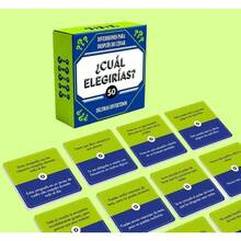 Spanish--After-Dinner Entertainment: Which One Should I Choose? Fun Dilemma Card Game, Home Mini Card Game, Entertaining After-Dinner Game Cards, Holiday Party Game - Blue - View 2