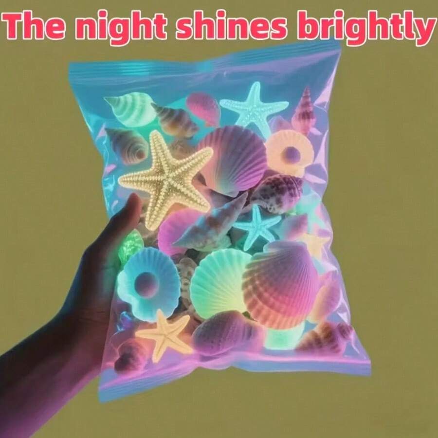120颗发光海洋石，饰以荧光贝壳，适用于水族箱、花园水族箱、岩石缸或种植箱。这些发光、色彩斑斓的海星非常适合用于鱼缸、花园水族箱、岩石缸或种植箱。