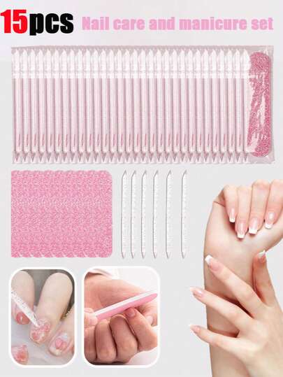 15/5/3/1 st. engångs mini-nagelfilsset, nageltrimningsbuffertverktygsset, för nagelkonstslipning, polering, buffering, professionellt nagelkonstset, lämplig för nagelsalonger eller hemmabruk, nagelkonstverktyg, nagelkonsthjälpverktyg