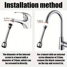 1 Juego de Grifo de Cocina con Función de Ducha Presurizada Anti-Salpicaduras, Rotación de 360 Grados, Caño Extendido con Filtro, Aireador Ahorrativo de Agua - Blanco y Negro - Ver 10