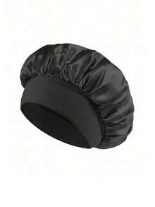 2pcs/1pc Silk Sleep Cap, Satin Hair Cap, Women Wide Brim High Elasticity Cap, Satin Sleep Cap, High-End Satin Hair Care Cap, Curly Hair Silk Headband (Black And Gold) Hair Sleep Cap - Multicolor - View 10