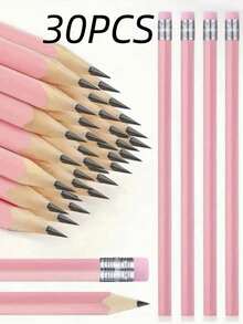 10pcs/Set Baby Pink Wedding HB Pencil Set, Graphite Pencils, Wooden Pencils With Erasers, Suitable For School Drawing, Sketching, Bridal Shower, Baby Shower, Office Supplies, New Year And Valentine's Day Gifts, Back To School Essential - Baby Pink - View 7