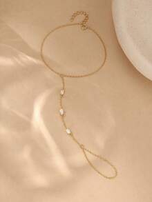 SereneSpark 1Pc Dainty Multi Flower Handchain Bracelet 925 Sterling Silver Bracelet For Women Classic Minimalist Gift For Her Wedding Party Fine Jewelry - Gold - View 8