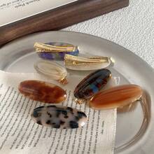 1个复古小椭圆边发夹 - 优雅合金发夹，女士防滑刘海侧夹，适合日常和派对，女士发饰，头部饰品 - 彩色 - 查看 7