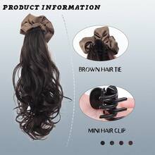 夹式波浪马尾假发，轻松舒适的仿发马尾辫，女士适用 - 彩色 - 查看 3