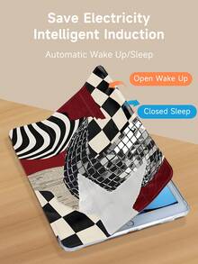 Tablet Protective Case With Black And White Abstract Grid Pattern, Compatible With IPad 9.7/10.2/10.5/10.9/12.9/Pro 11, 10th Generation, Compatible With Samsung Galaxy Tab S6 Lite 10.4-Inch, Compatible With Kindle Paperwhite 12th Gen 2024, Kindle (11th Generation) Released In 2022, Kobo Clara Color, Soft Fall Protection, Smart Stand/Automatic Wake-Up/Sleep - Multicolor - View 5