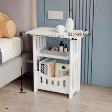 41*23*4cm Modern Nordic Style White Wooden Storage Table, Multi-Functional Layered Rack, Easy Assembly, Suitable For Bedroom And Living Room Decor, Minimalist Design Bookshelf | Multi-Functional Shelf - Practical Modern Minimalist Storage, Suitable For Home, Bedroom, Living Room, Coffee Table, Nightstand, Small Side Table - Multicolor - View 10