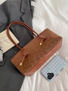 复古小众豹纹女式手提包，新款通勤单肩腋下包，个性化INS风时尚托特包 - 彩色 - 查看 3