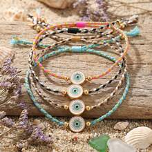 1PC Fashion Simple Devil's Eye Bracelet, Devil's Eye Bracelet, Transfer Bead Bracelet, Adjustable Woven Bracelet, Suitable For Daily Commuting, Couple Bracelet, Sisters Bracelet, Friendship Gift, Birthday Gift, Valentine's Day Gift, Sisters Gift, Anniversary Gift - Multicolor - View 3