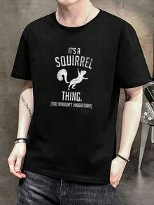 Camiseta cosa de ardillas - Animal divertido del bosque: ardilla Camiseta de manga corta de algodón de 220 g, impresión por una cara - Negro - Ver 7