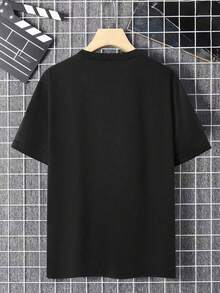 Envío nacional | camiseta de manga corta con estampado casual de algodón puro para hombres en primavera y verano - Negro - Ver 4