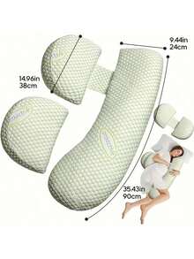 Schwangerschaftskissen - U-förmiges & H-förmiges verstellbares Design, unterstützt Taille, Rücken & Bauch, um Müdigkeit während der Schwangerschaft zu lindern. Postpartale Lenden- & Bauchstützkissen für das Schlafen auf der Seite - Verschiedenfarbig - Übersicht 8