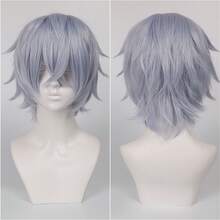 Karida 14-Inch Synthetic Fiber Cosplay Wig With Bangs, Layered Straight Hair, Unisex Cosplay Wig, High Density, Natural-Looking Cosplay Wig For Men And Women