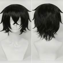 Karida 14-Inch Synthetic Fiber Cosplay Wig With Bangs, Layered Straight Hair, Unisex Cosplay Wig, High Density, Natural-Looking Cosplay Wig For Men And Women