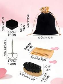 J·FOCUS 5件套男士便携式胡须修剪套装 - 不锈钢鼻毛修剪器、胡须刷、剃须刷和胡须梳套装，带收纳袋，通勤、旅行、圣诞节、情人节、父亲节礼物、送给男友/丈夫的实用礼物、生日派对礼品、商务礼品必备胡须修剪工具 - 鬍鬚刷套裝 - 查看 9