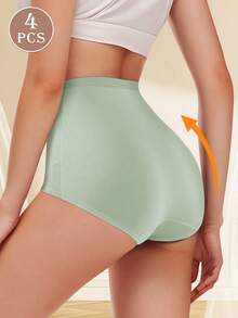 MIOTAN 4条装女士高腰三角裤，舒适亲肤，柔软轻盈，塑形高腰内裤 - 彩色 - 查看 3