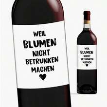 4 Humorous Wine Bottle Label Stickers - German Design "Because Flowers Won't Get You Drunk," Perfect Gifts For Friends, Girlfriends, And Colleagues, Ideal For Retirement And Party Decorations - Multicolor - View 1