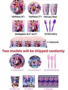 Mattel 81pcs Anime Party Supplies Set - Complete Set With Tablecloth, Napkins, Plates, Cups And Cutlery, Plus Adorable Cartoon Theme Birthday Decorations