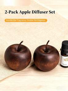 1/2pcs Natural Wooden Aroma Diffuser - Apple Shaped Essential Oil Diffuser, Elegant Brown Woodgrain, Non-Flammable, Easy Operation, Automatic Diffusion System, Suitable For Home, Car And Office - Air Freshener, Holiday Gift - Ideal For Bedroom, Living Room, Spa Decoration - Natural Wooden Material, Apple Shaped Aroma Diffuser, Improve Air Quality, Fashionable Home Decor, Home Decoration, Christmas Decoration, Room Decoration, Christmas Gift - Multicolor - View 5