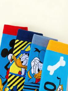 Disney 迪士尼 1/3/5 双装 春夏迪士尼经典角色（唐老鸭/高飞/米妮/米奇/黛丝/布鲁托）大胆波普艺术风格混搭图案条纹弹力透气船袜 日常休闲/国际妇女节/圣帕特里克节迪士尼角色袜 柔软舒适时尚袜 青少年及成人 - 彩色 - 查看 9