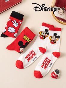 Disney 3双装正品男士袜子，绣有可爱的米奇一家卡通人物图案，中筒袜，趣味十足，适合各种场合，高品质礼品袜 - 彩色 - 查看 5