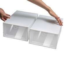 SHIOUCY 24 Pcs Foldable Clear Shoe Storage Box Case Sneaker Container Stackable Organizer NEW - White - View 6