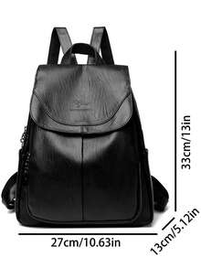 LANYIBAIGE Women's Soft PU Leather Backpack, Student School Bag, High-Quality Multifunctional Backpack, Women's One Shoulder Commuter Bag - Black - View 3