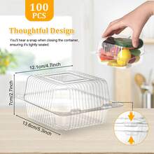 SHINDEL 100PCS Transparent Plastic Square Cake Containers With Lids, 5.4 X 4.8 X 2.8 Inch | Household Cake Box, Individual Cake Slice Boxes For Wedding, Party, Mother's Day, Father's Day Gift, Gift Box - White - View 4