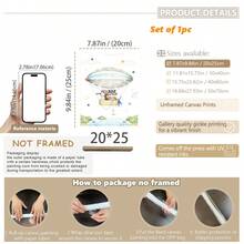 1幅帆布墙画_儿童房海报，热气球，儿童艺术，墙面装饰，图片，动物图案，礼物，波西米亚风格，婴儿用品 - 带框婴儿房墙画，完美适用于游戏室装饰、婴儿房装饰、托儿所装饰、幼儿园装饰、男孩房装饰、女孩卧室装饰、儿童房装饰。 - 彩色 - 查看 13