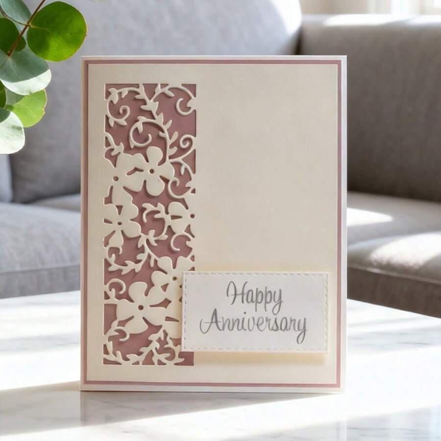 创意蕾丝切割模具、DIY剪贴簿相册和压花模板、贺卡制作工具、卡片纸切割工艺品、礼品卡制作模板模切。 - 銀色 - 查看 1